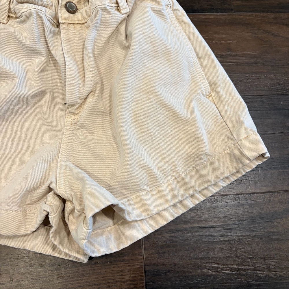 Zara Paperbag Waist Shorts Beige Khaki Size 2 - Picture 2 of 7